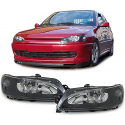 Átlátszó üveg fényszórók Fekete Pár Peugeot 306 97-től