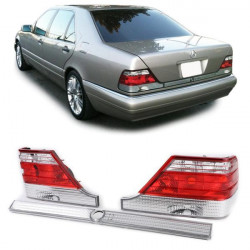 átlátszó hátsó lámpák záró rúddal átlátszó piros Mercedes S Checkout W140 94-98
