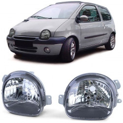 Átlátszó üveg fényszórók Fekete füstszínű Pár Renault Twingo 93-07