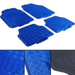 Autó gumi padlószőnyeg univerzális alumínium kockás lemez kinézet 4 darab króm kék