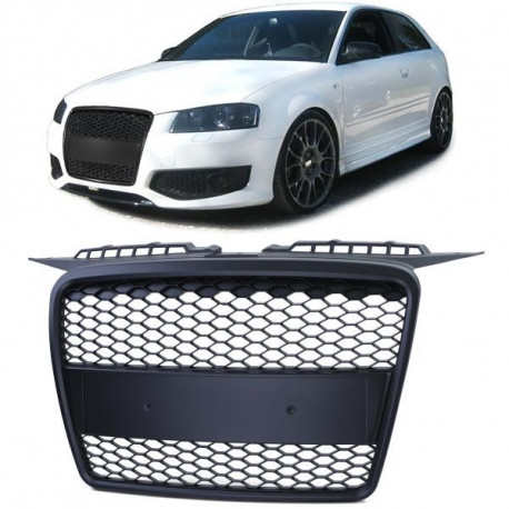 Body kitek és vizuális kiegészítők RACES hűtőrács (Sport Honeycomb) Audi A3 8P 05-08-hoz, matt fekete | race-shop.hu